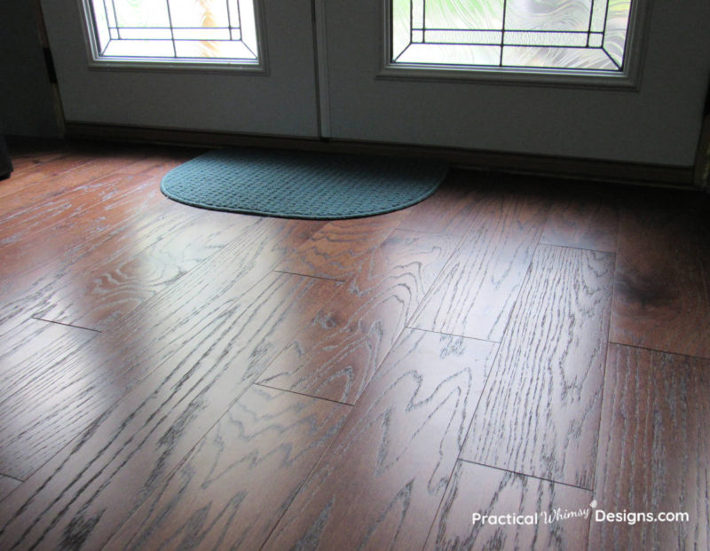 Engineered hardwood floor with glass door