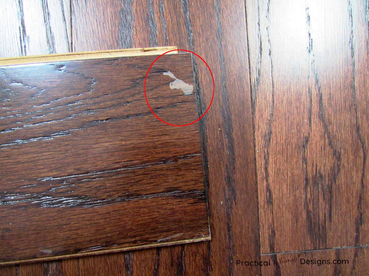 Veneer bubbling on hardwood floor board