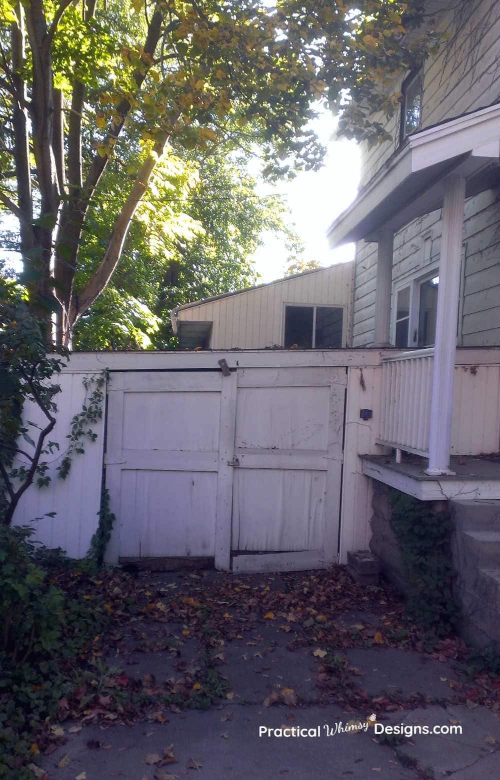 Small, rundown attached garage