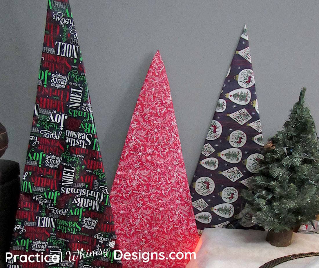 Cardboard Christmas Trees Wrapped with paper