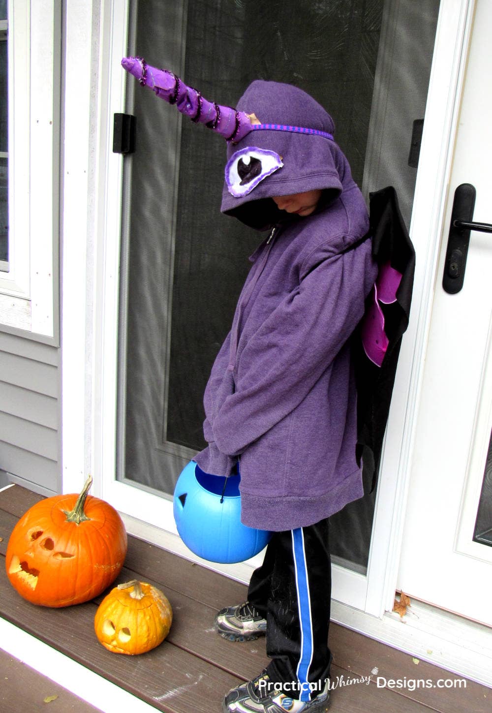 Flying purple people eater costume