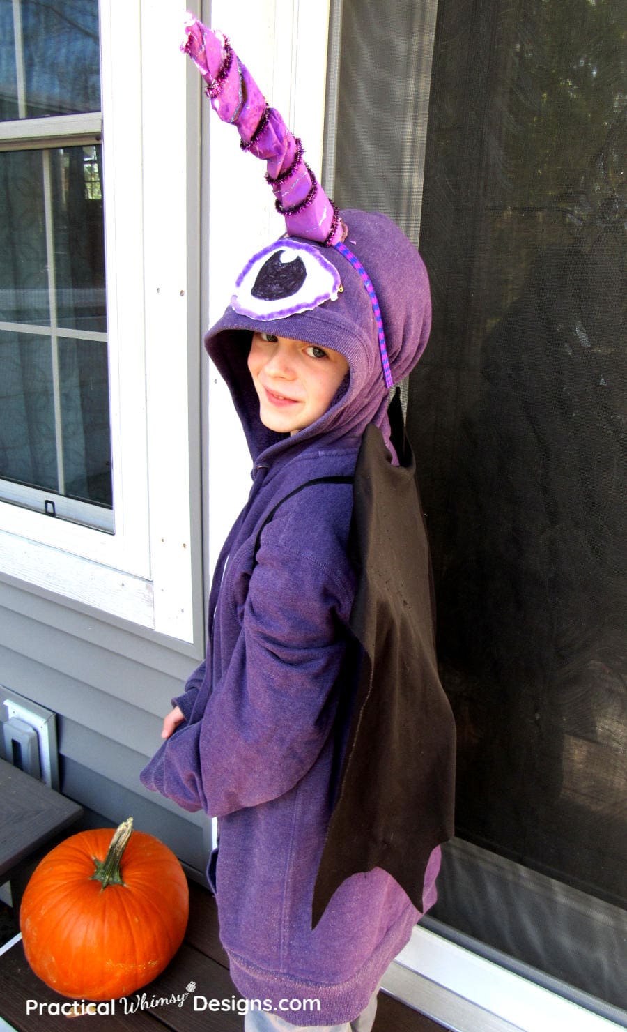 Flying purple people eater costume