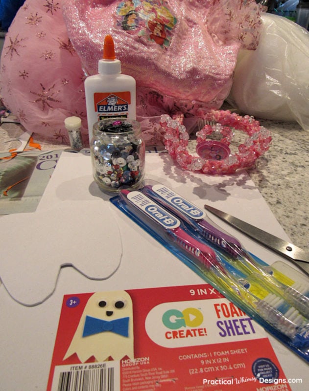 Supplies to make a tooth fairy costume