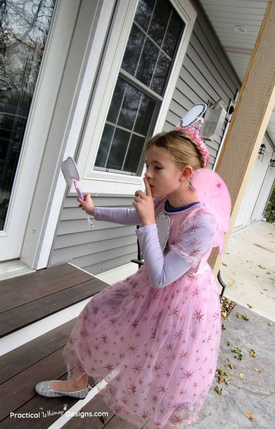 Tooth fairy sneaking up steps