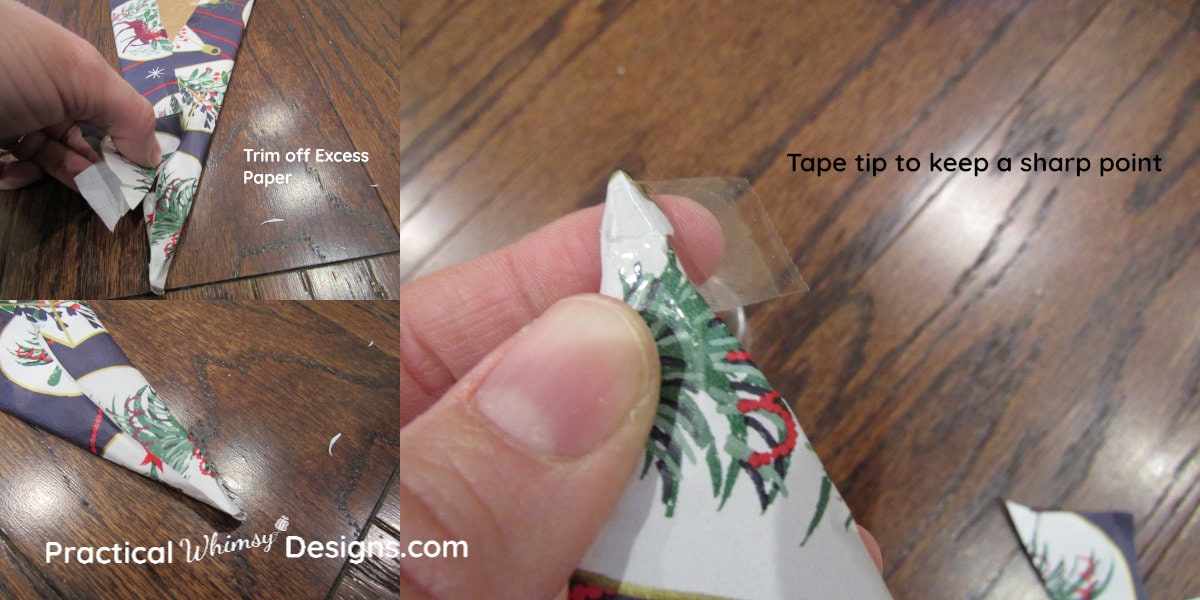 Wrapping paper on tree tip