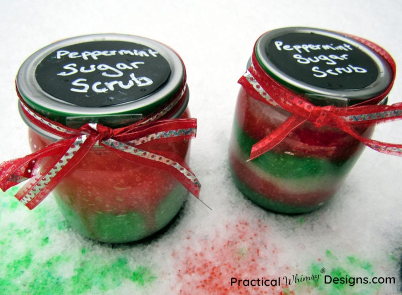 Two jars of peppermint sugar scrub