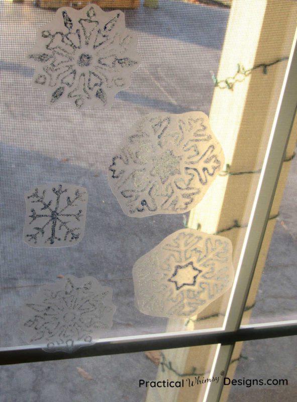 DIY snowflake window decal on window