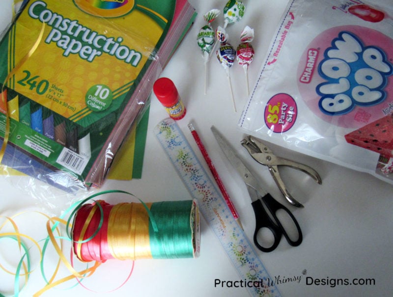 Craft supplies for making valentines card flowers