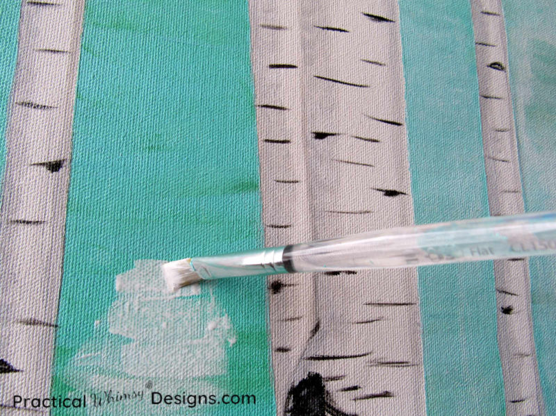 White washing birch tree painting with acrylic paint