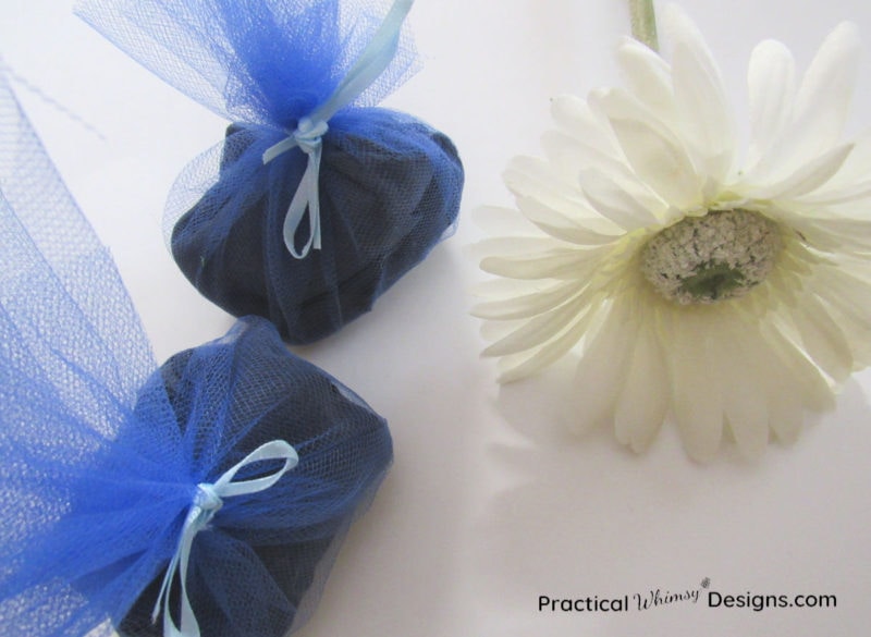 Blue DIY scent sachets with flower