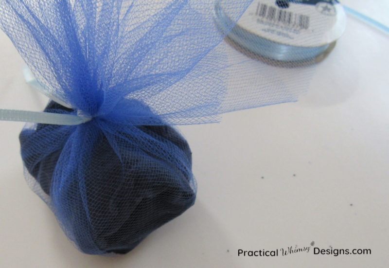 Adding ribbon to DIY Scent Sachets
