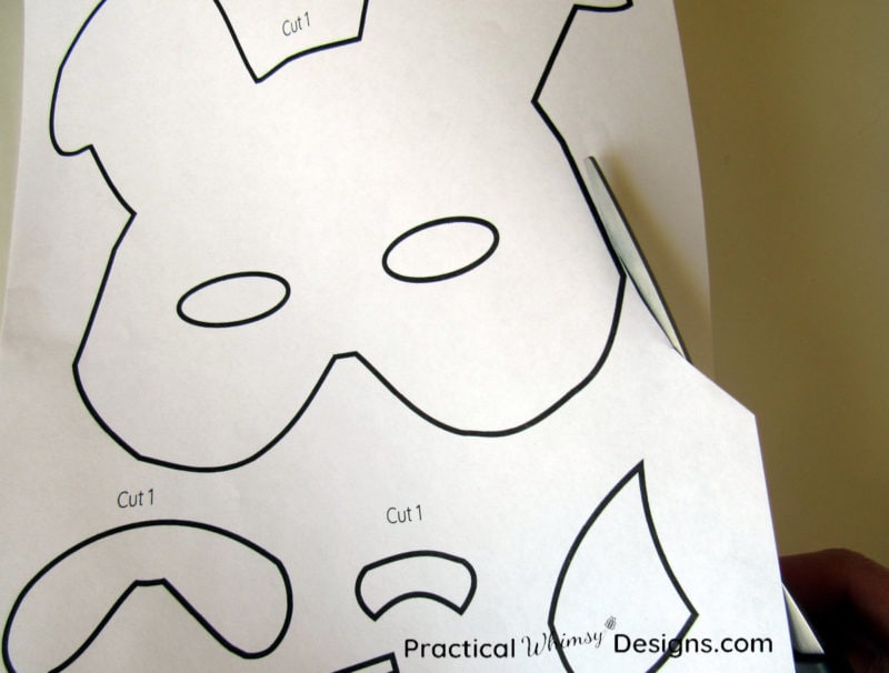 Cutting out bunny mask template