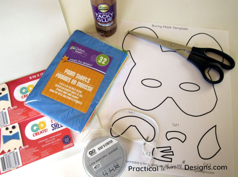 Craft supplies for making foam bunny masks