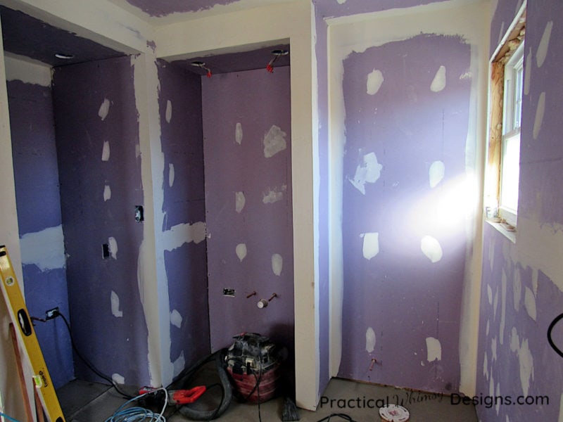 Master bathroom drywalled