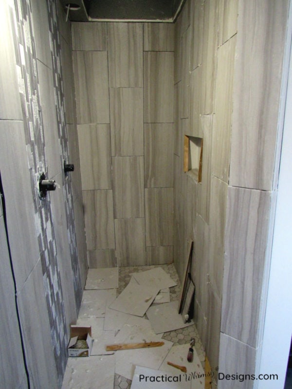 Tiled shower walls