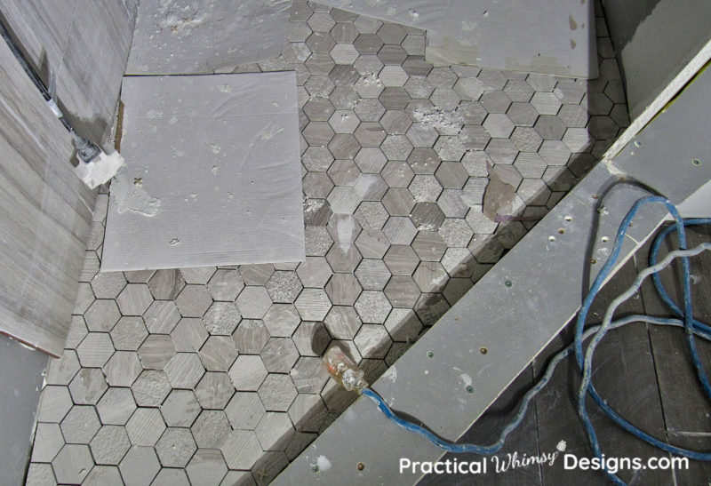 Hexagon shower floor tile