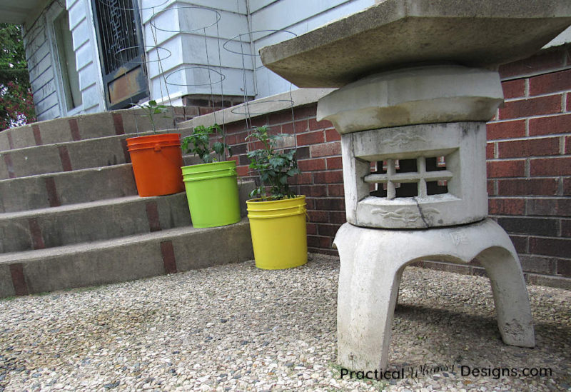 5 gallon planters on stairs