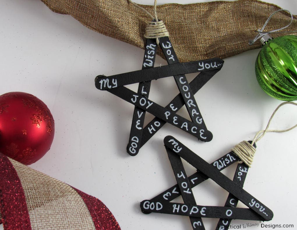 Blackboard star Christmas Ornaments and bulbs