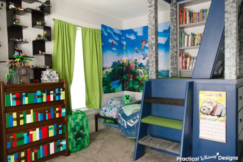 Boys minecraft themed video game bedroom decor