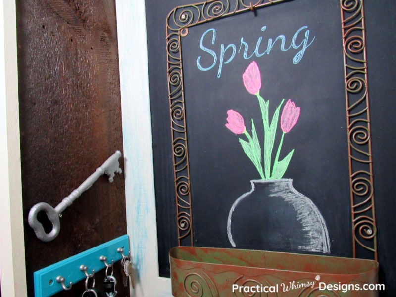 Tulips stenciled on chalkboard