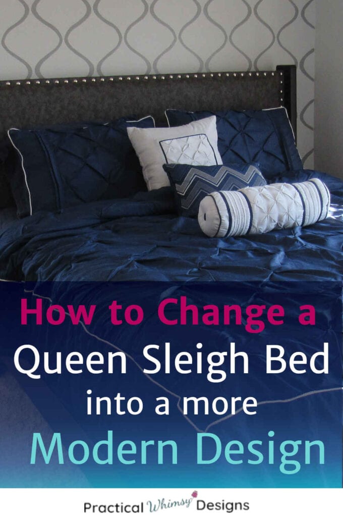 Queen sleigh bed after re-make into a modern design.
