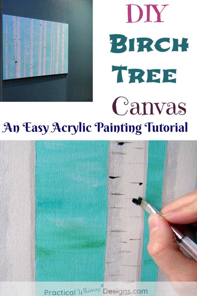 Birch tree painting on canvas