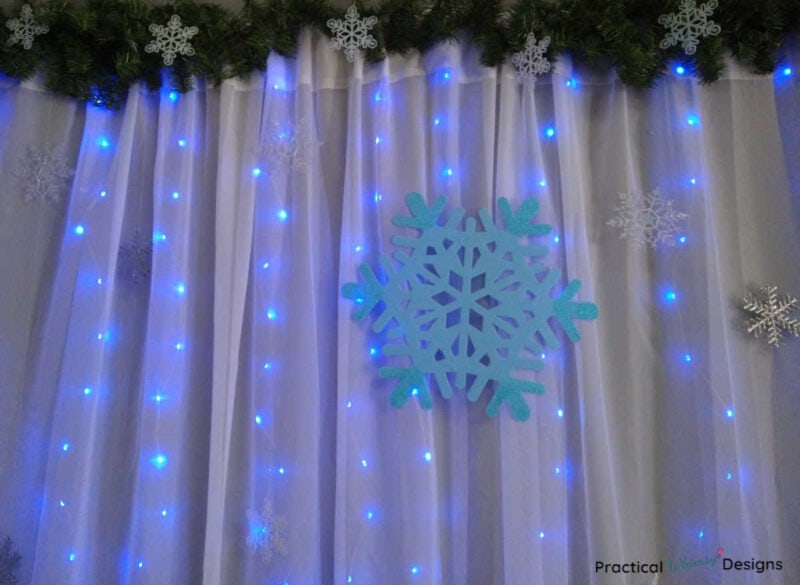DIY Lighted Curtain with Snowflakes