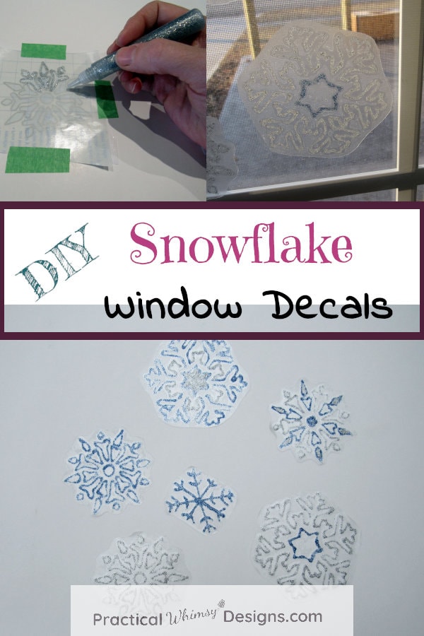 DIY Snowflake Window Decals with glitter glue