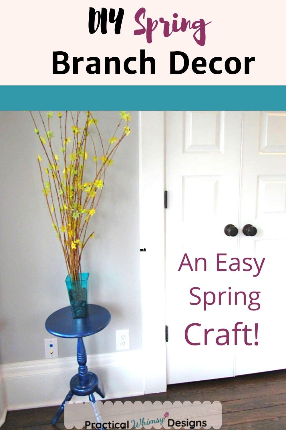 DIY spring branch centerpiece on table