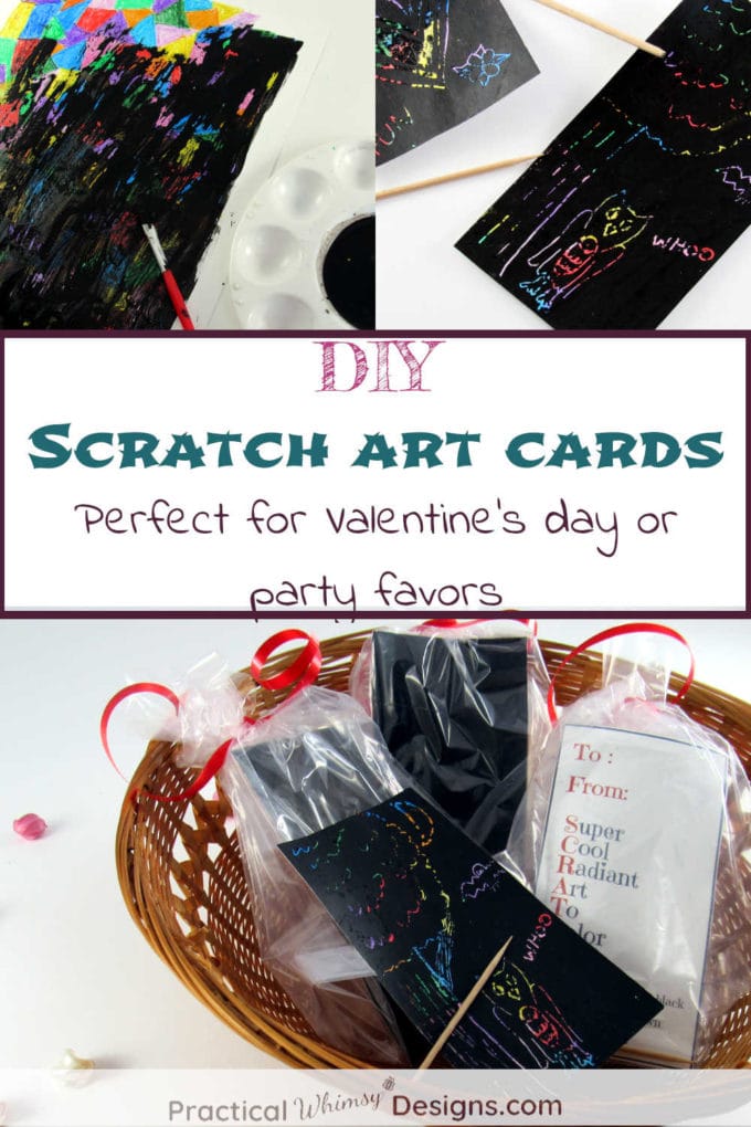 DIY scratch art cards perfect for valentine's day or part favors.