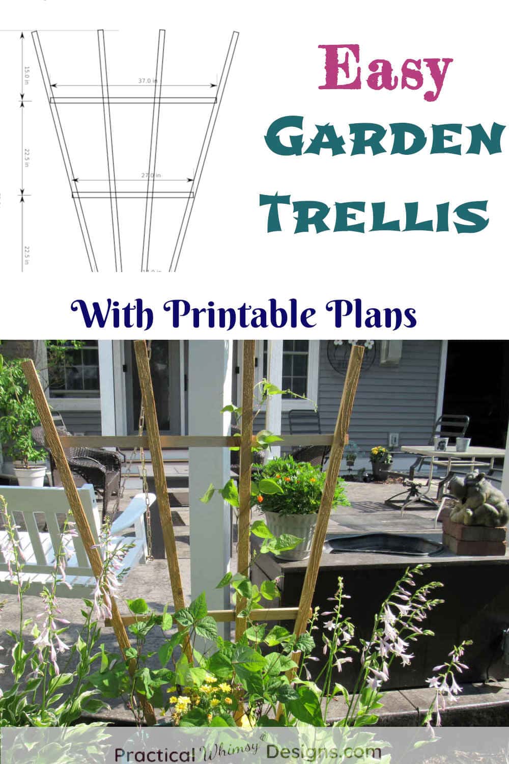 Easy garden trellis with printable plans.