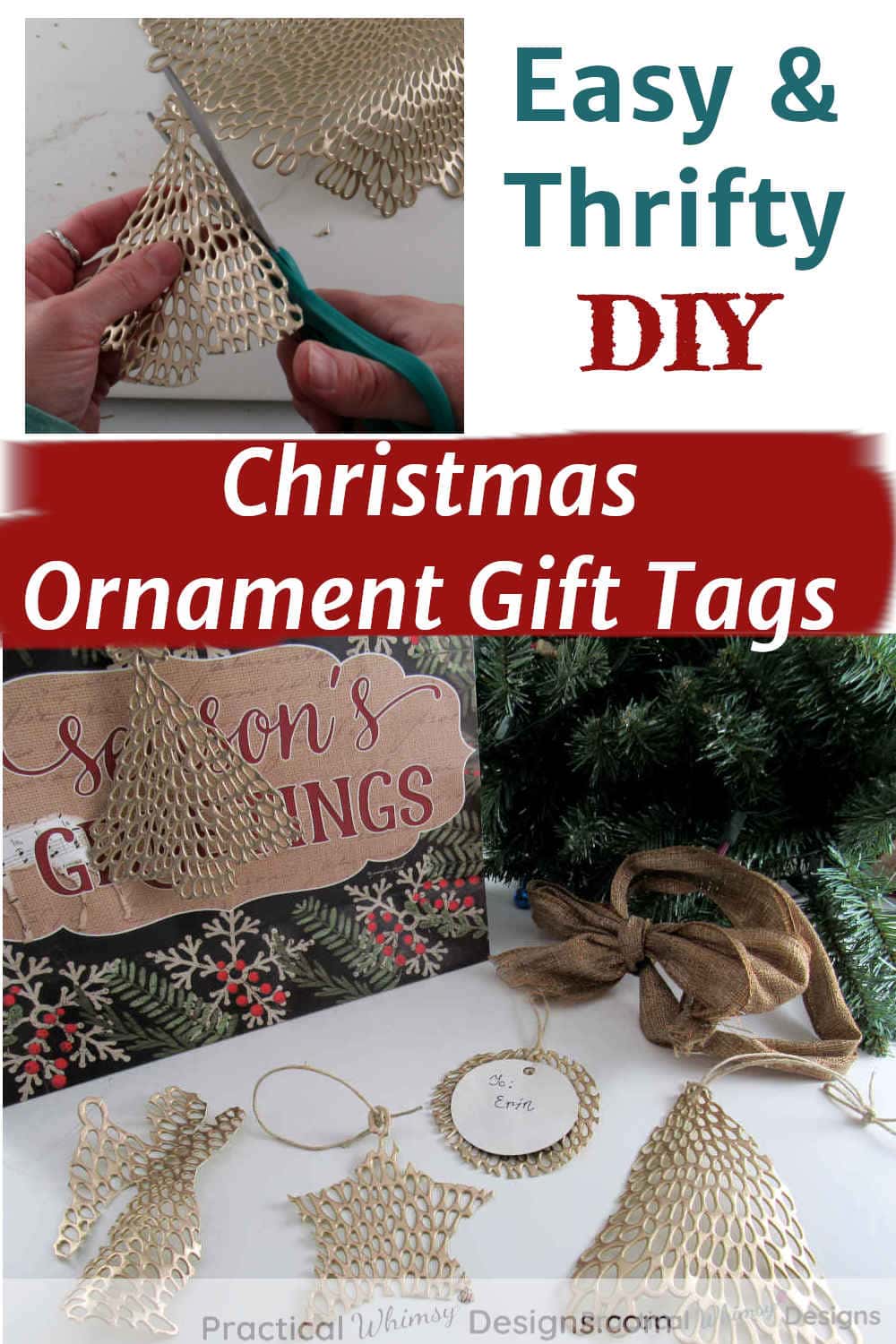 Easy and thrifty DIY Christmas ornament gift tags