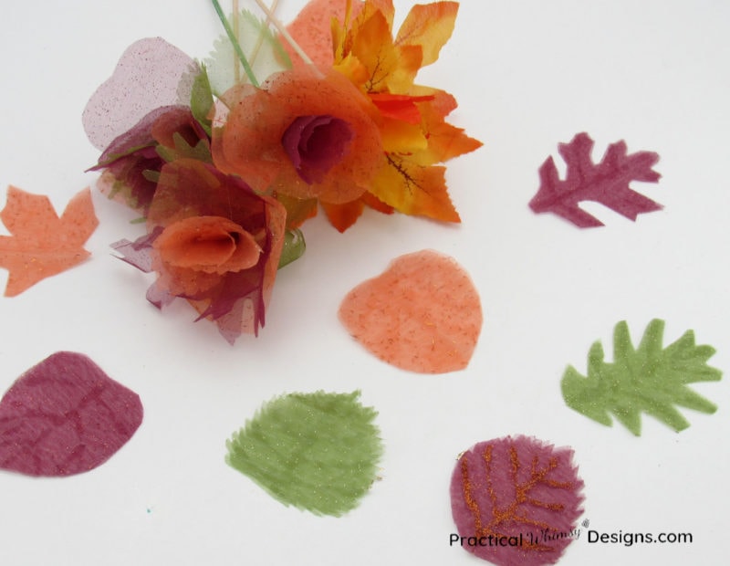 Fabric flowers made out of Fall leaves