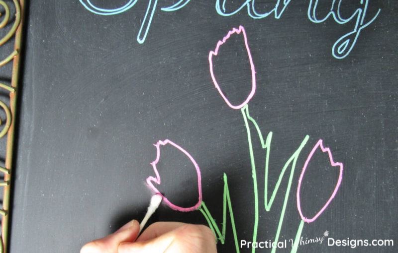 Fixing chalk smudge with wet q-tip