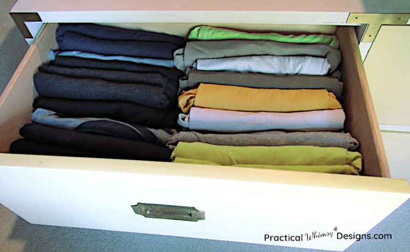 Shirts file folded in drawers