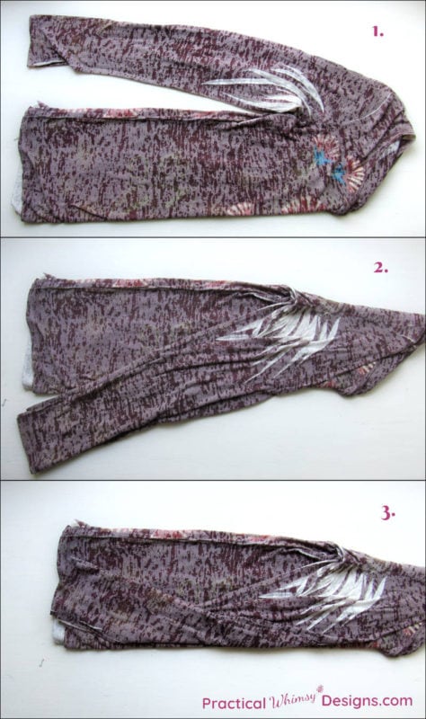 Steps for folding a long sleeved shirt