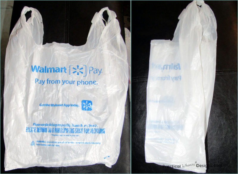 Folding plastic grocery bags in half