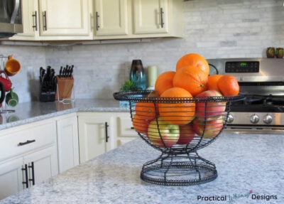 Bowl of fruit on kitchen counter