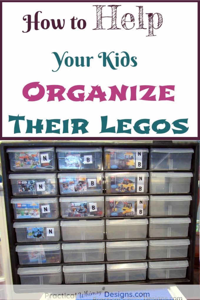 Ways to help your kids organize legos: legos organized in tool container