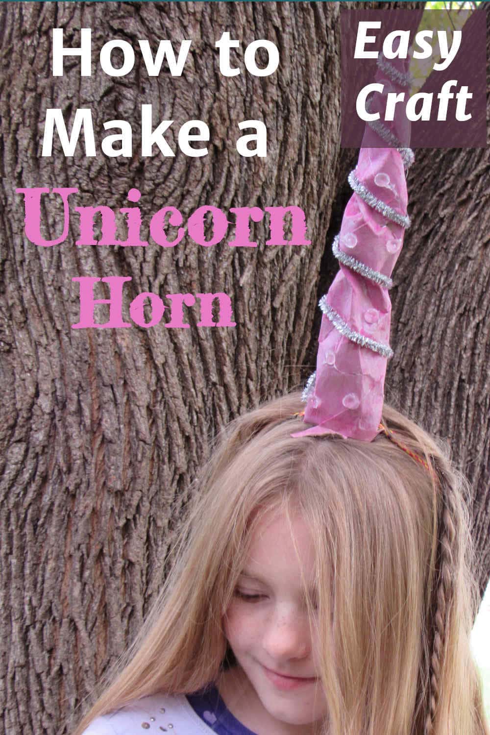 Girl with unicorn horn on head, easy craft
