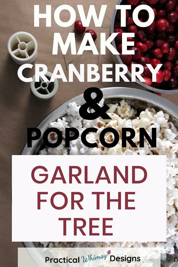 Cranberry and popcorn in bowls for making cranberry and popcorn garland.