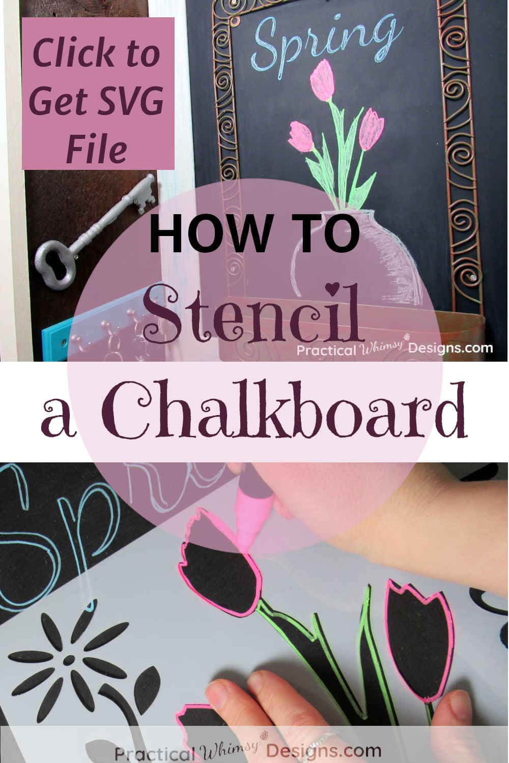 How to Stencil chalkboards chalk tulip no chalkboard