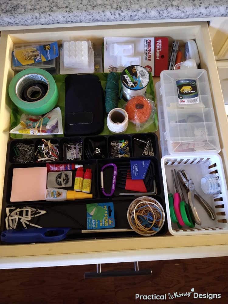 Organized junk drawer