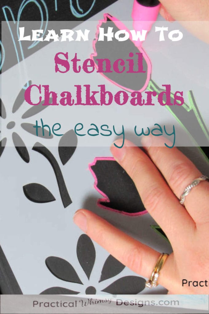 Learn how to stencil chalkboards the easy way: hand stenciling chalkboard with chalk markers and stencil