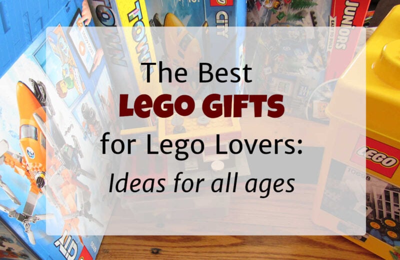 The Best Lego Gifts with boxes of Legos in the background