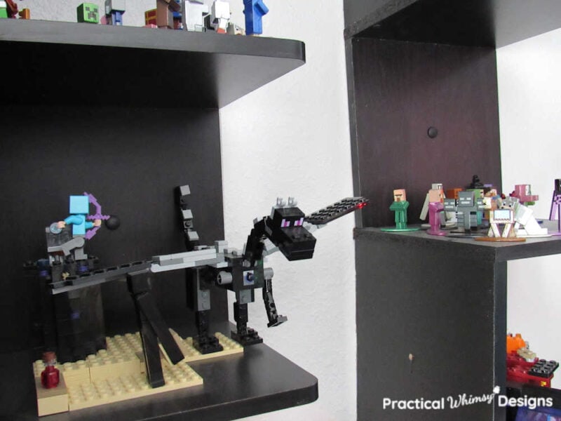Minecraft Legos on shelf