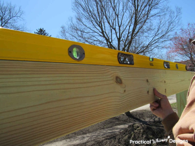 Using a level to level beam for pergola.