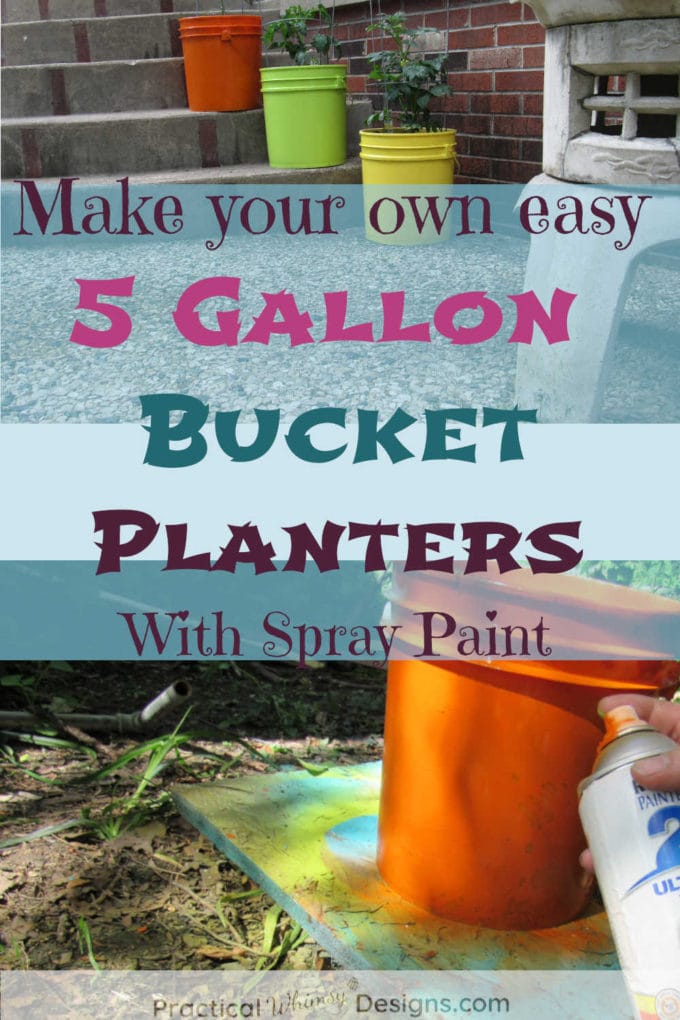 5 gallon bucket spray paint project for summer planters.