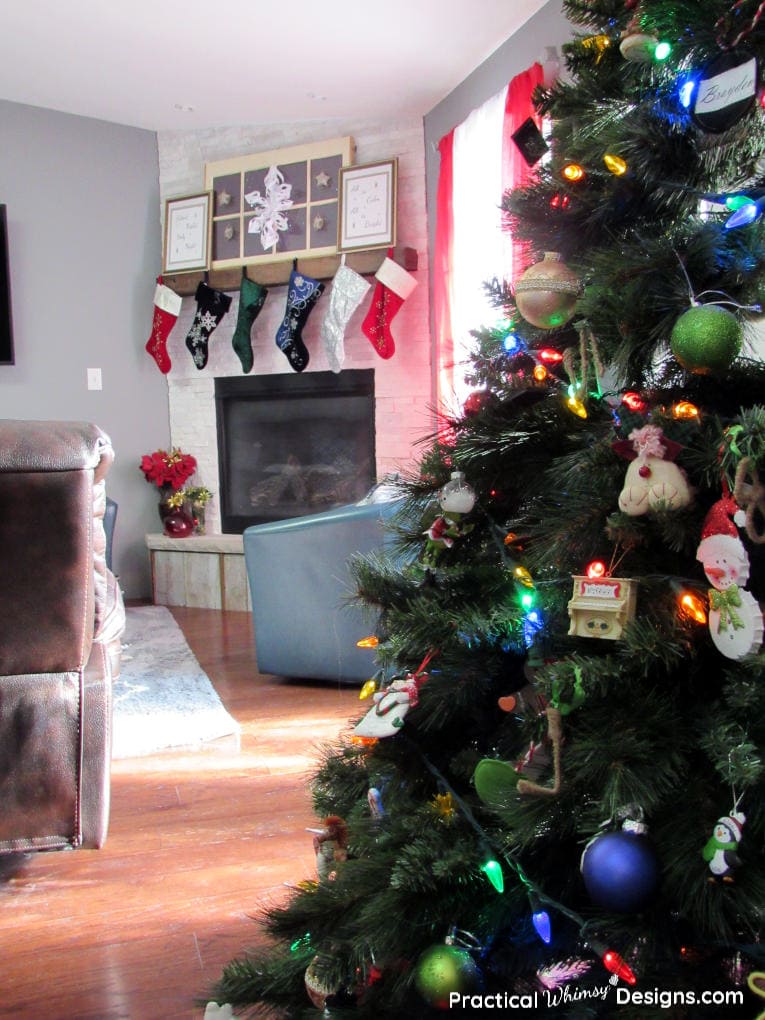 Christmas tree and fireplace