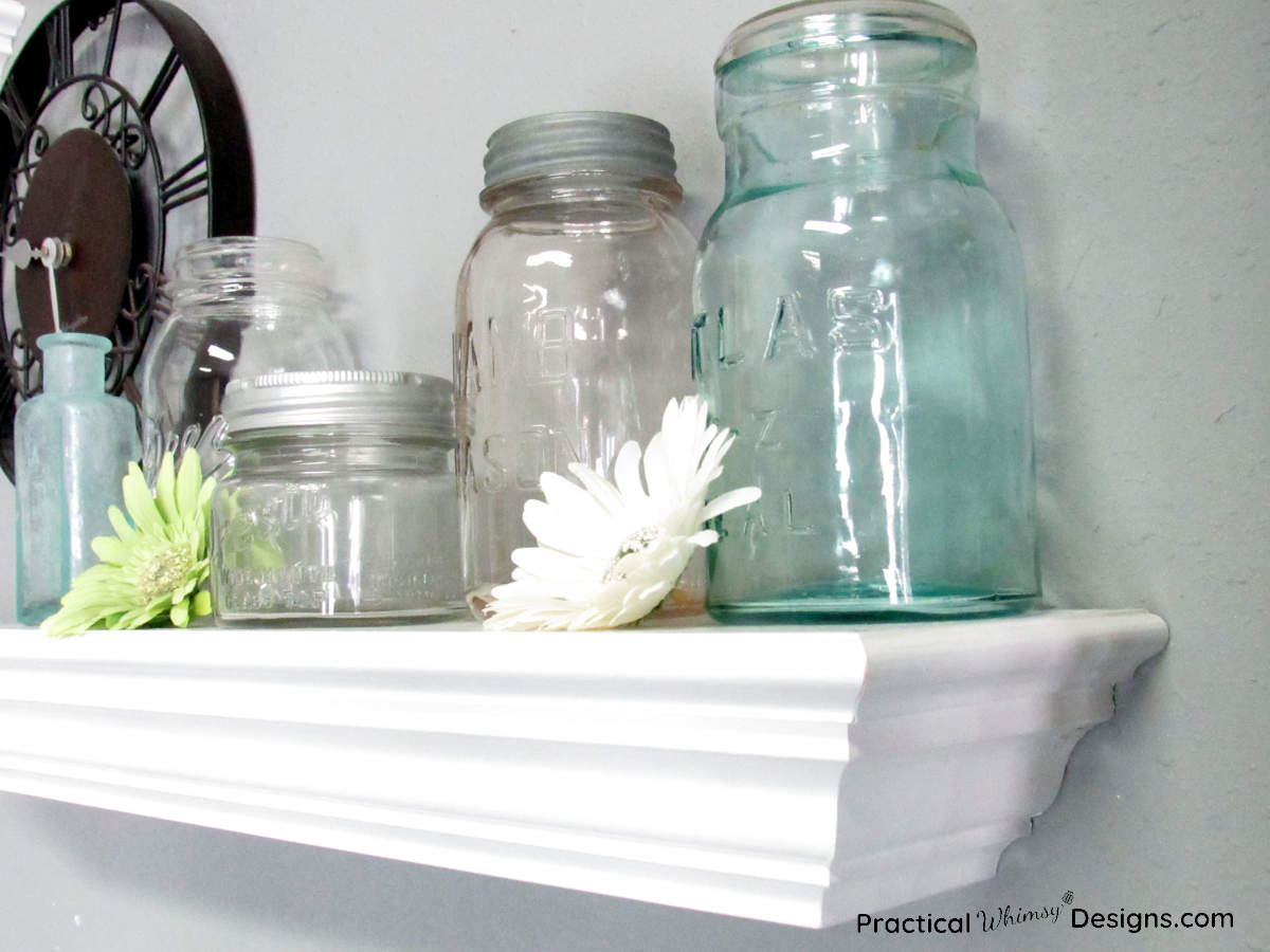 Mason Jar Decor Ideas: Jars on a shelf